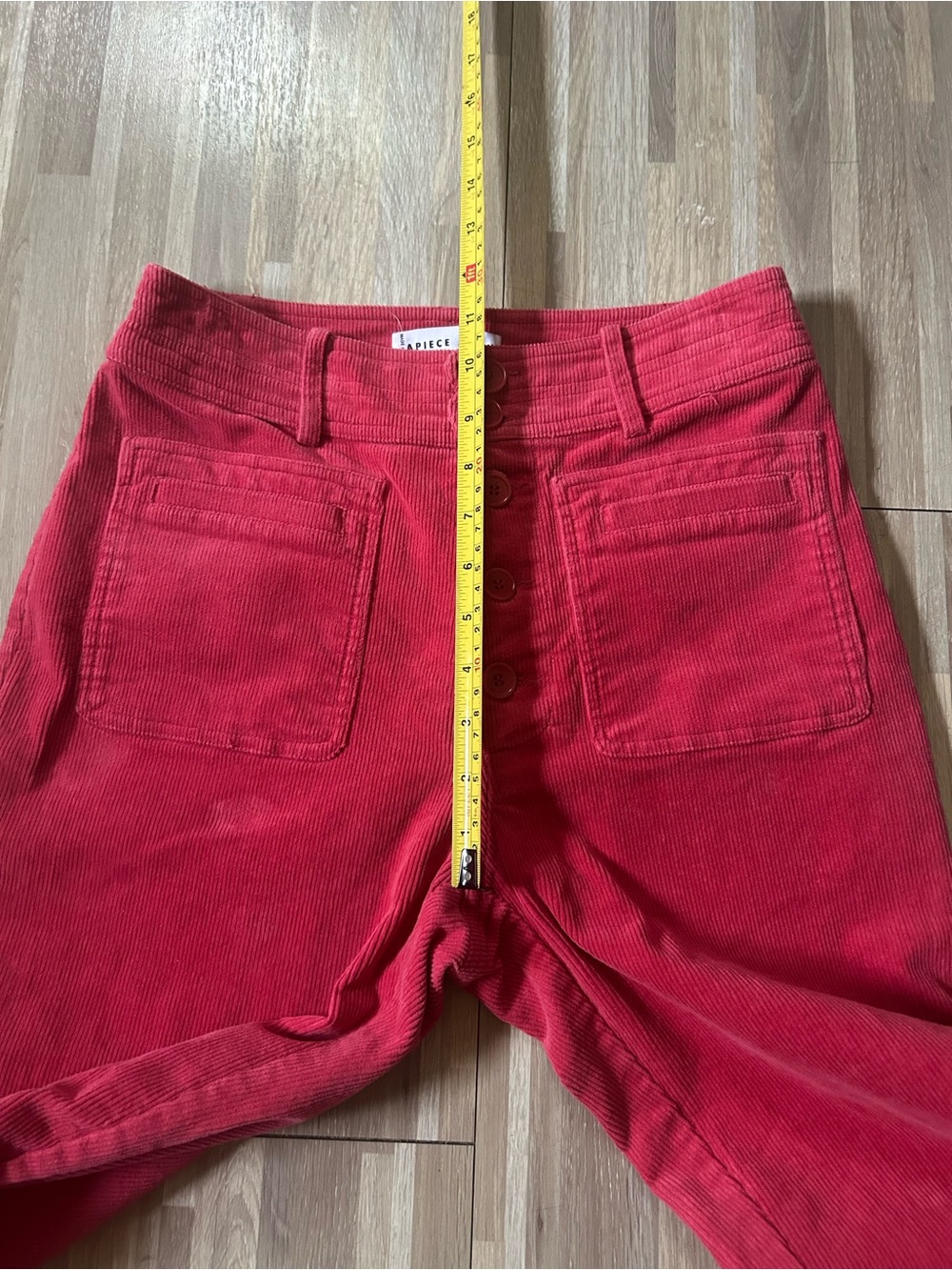 Apiece Apart Marston High-Waist Straight Pink Corduroy Button-Front Pants Size 2 - Picture 6 of 9